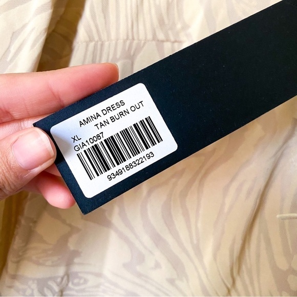 I.AM.GIA Dress Amina Cutout Adjustable Ruching Sheer Velvet Tan Burn Out XL NWT - Picture 8 of 11